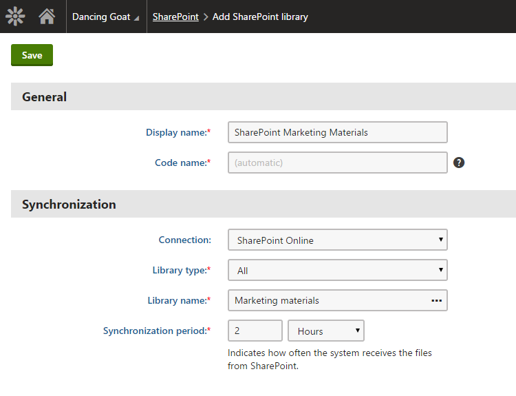 Add SharePoint library