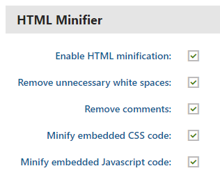 HTML Minifier settings