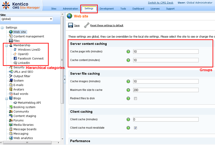 Settings improvements
