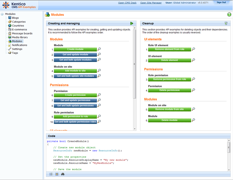 Kentico CMS API examples - User interface Kentico CMS API examples - User interface