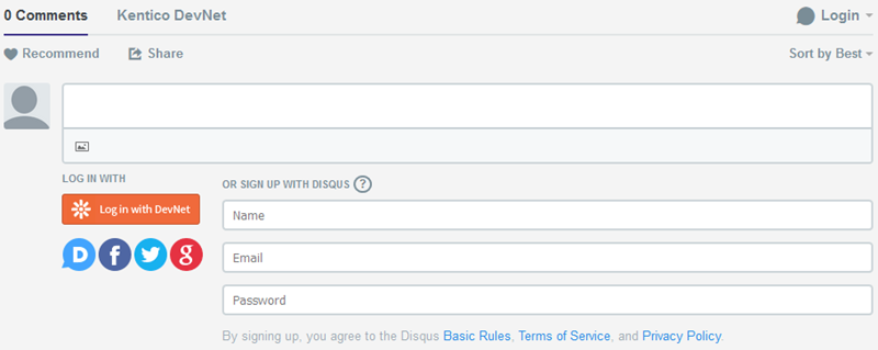 Disqus sign-in options