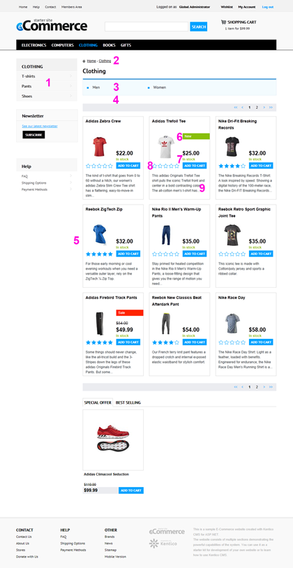 Kentico E-commerce Starter Site - Product List