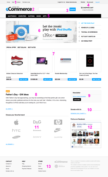 Kentico E-commerce Starter Site - Home Page