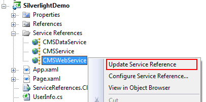 Update web service reference