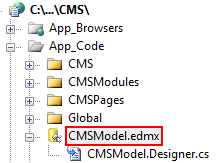 Entity data model in your web project folder