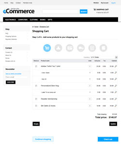 Kentico E-commerce Starter Site - Shopping cart content
