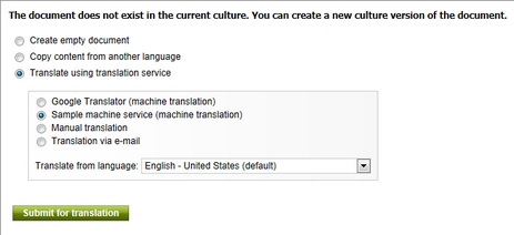 Submitting a document for translation using the sample machine service