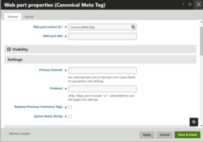 Canonical Meta Tag Web Part preview