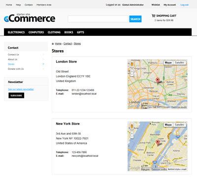 Kentico E-commerce Starter Site - Contact section