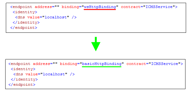 Change WCF binding