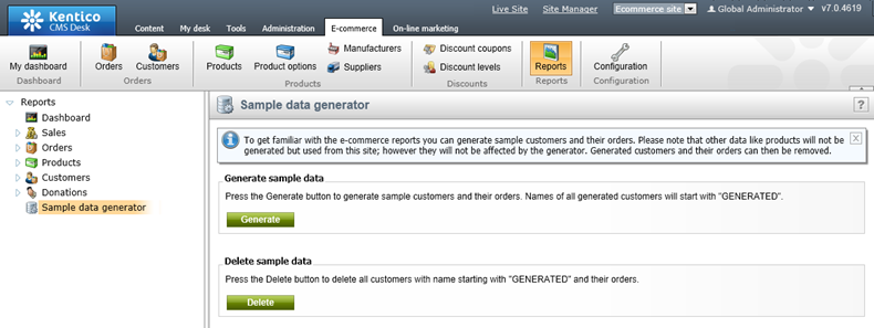 E-commerce Sample Data Generator