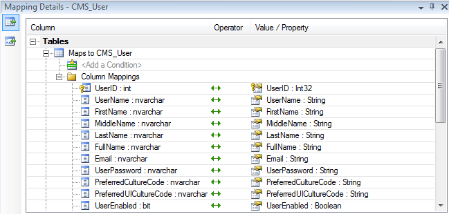 Column mappings