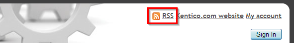RSS page link in header