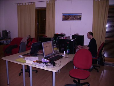 Our second office with Martin at the desk