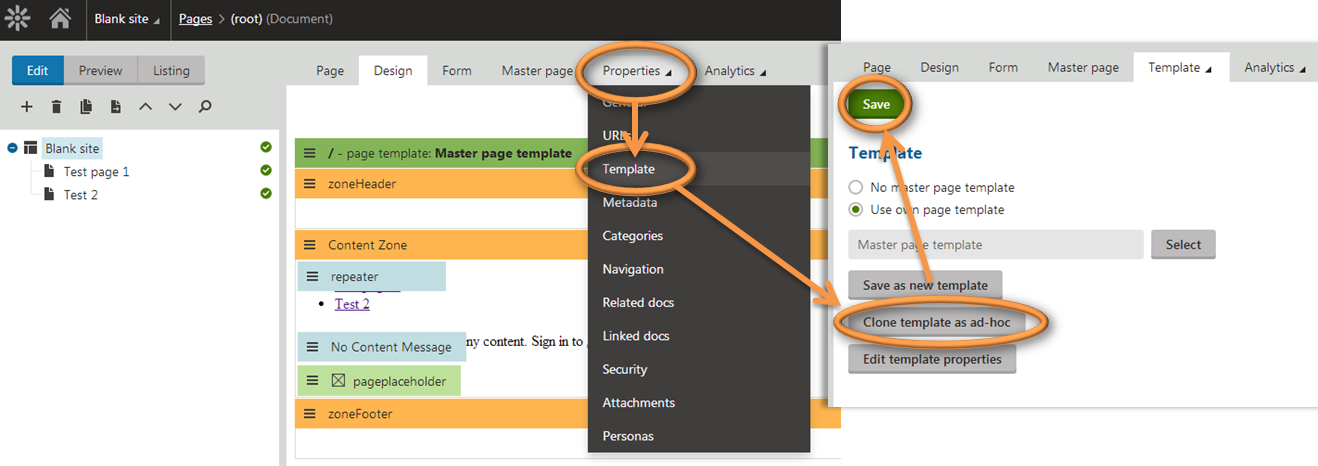 Clone template as ad-hoc