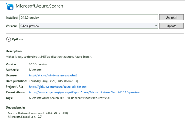 Azure Search SDK