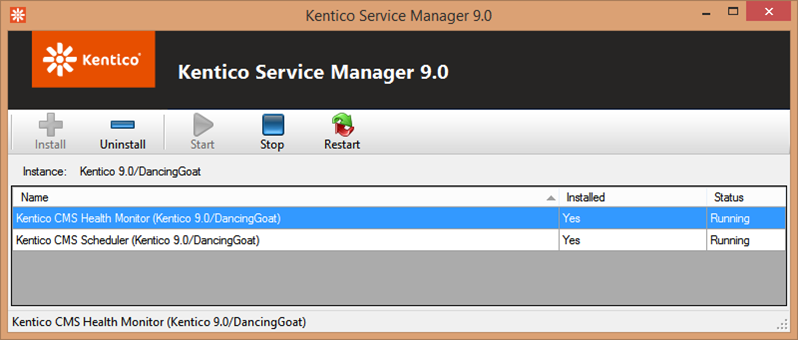 Screenshot of Service Manager