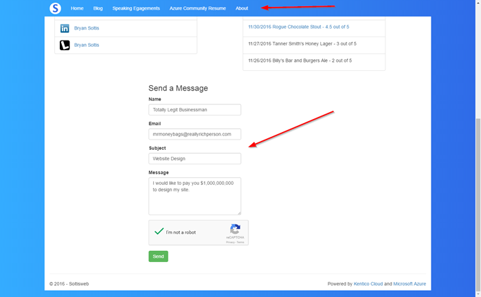 About Page Testing