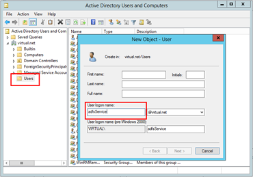 Active Directory Users and Computers application
