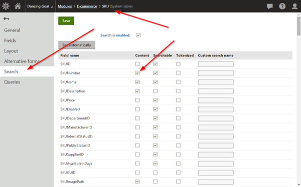 SKU Number Checkbox